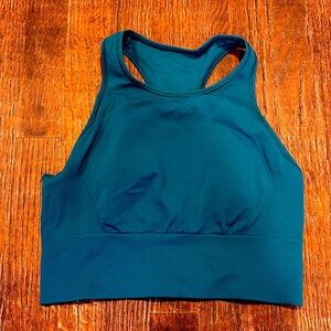 Lululemon athletica longline turquoise bra w cups sz 4-6 EUC